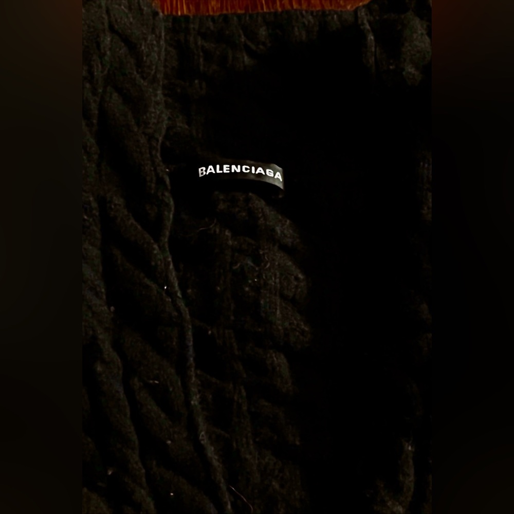 Balenciaga Black Wool Cable Knit Sweater M
